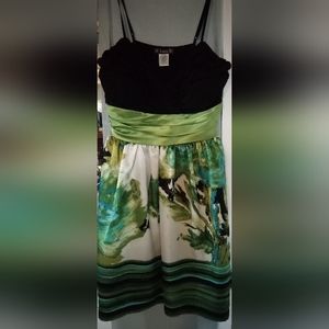 Multi color with black top silk party dress